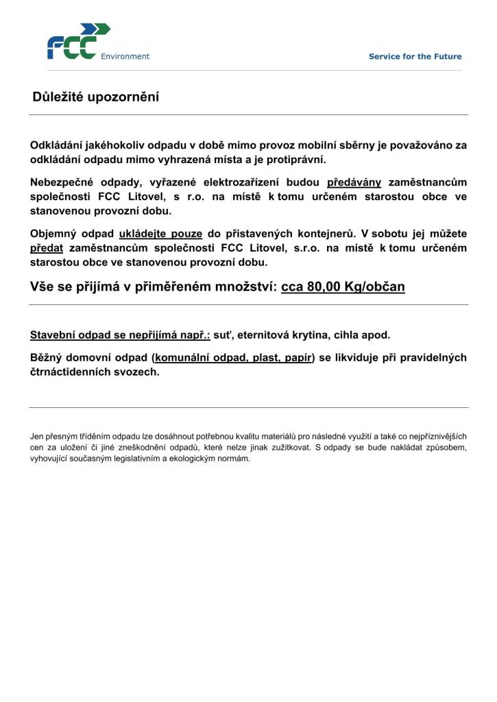 Mobilní sběr velkoobjemového a nebezpečného odpadu